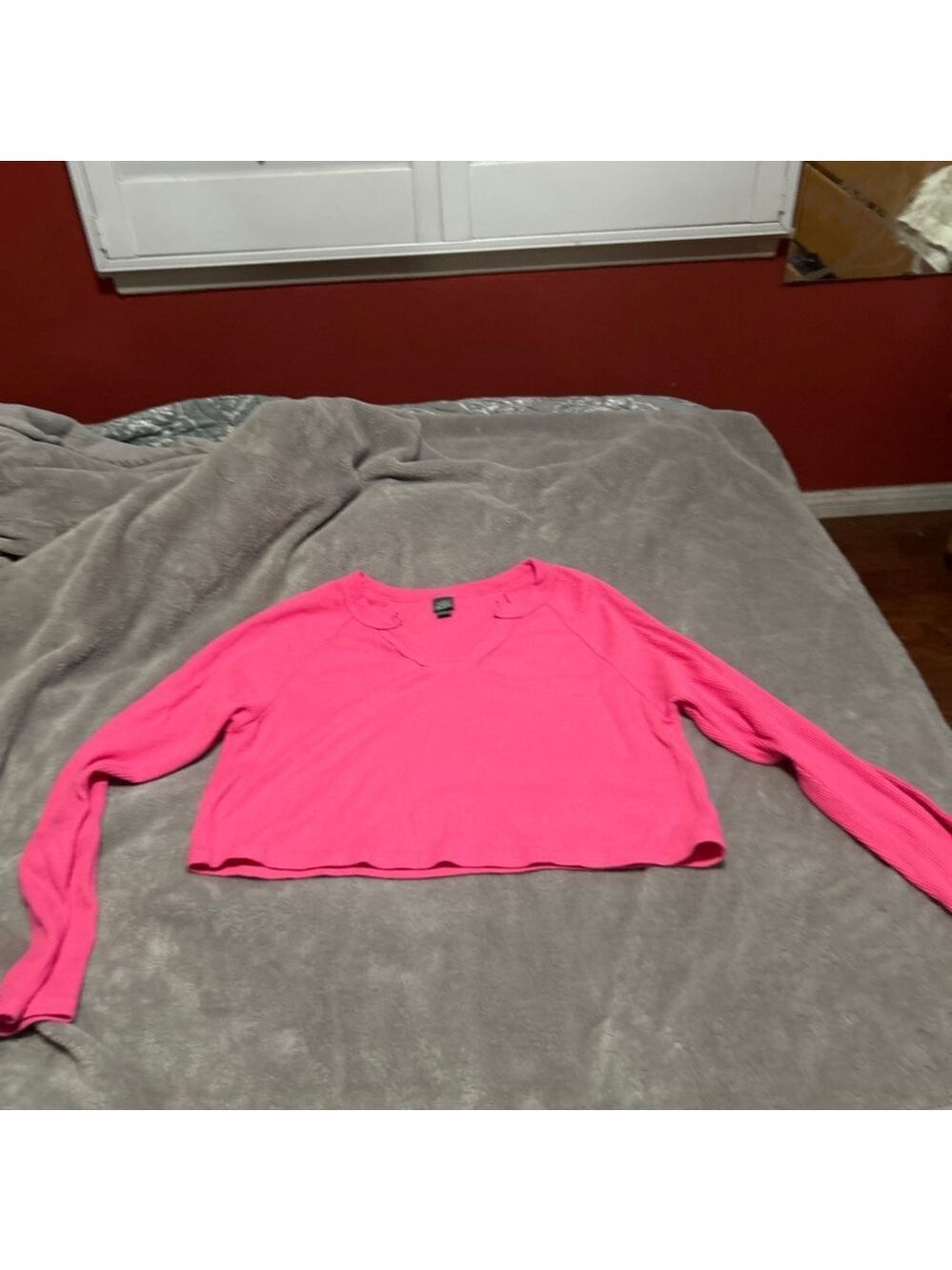 Women's Wild Fable Pink Long Sleeve Thermal Crop Top M
